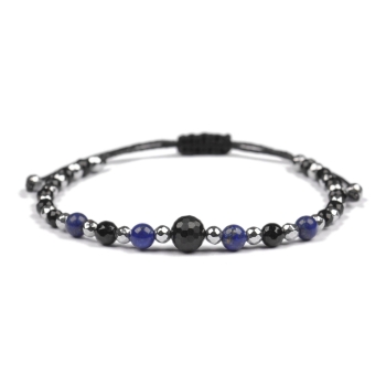 Bransoletka czarny TURMALIN Lapis Lazuli HEMATYT ochrona i szczęście